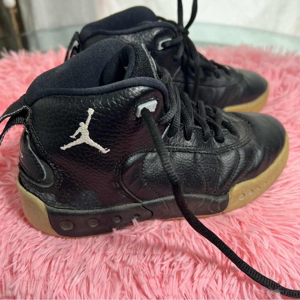 Jordan Jumpman Pro Sneakers | Black Leather & Gum Sole | Youth Size